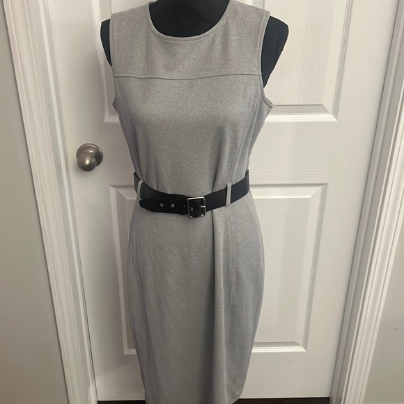 Calvin Klein Gray Belted Sheath Dress - Picture 1 of 4